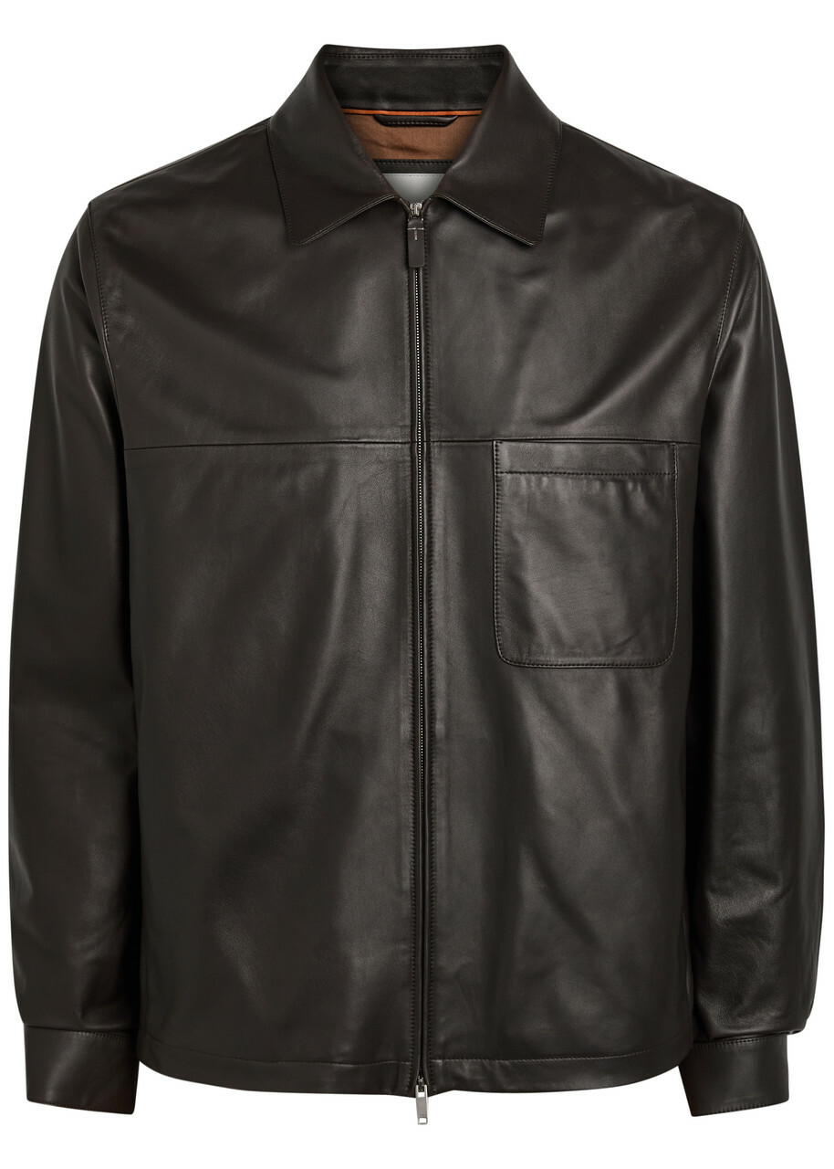 Tods Leather Overshirt Brown