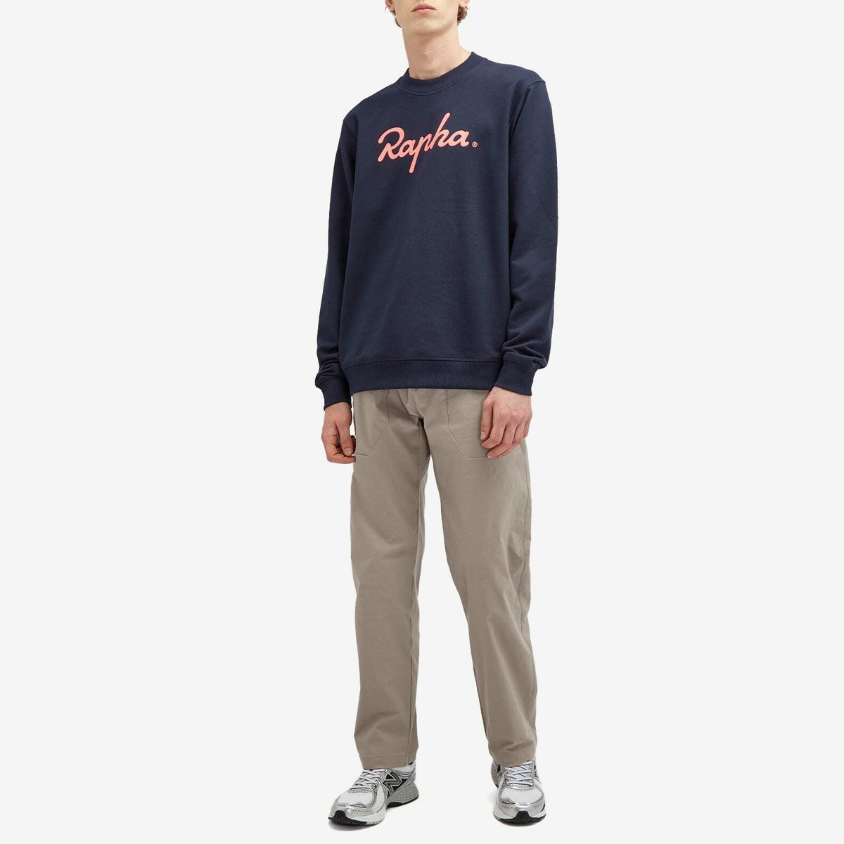 Rapha Men's Logo Sweatshirt in Dark Navy/Hi-Vis Pink Rapha