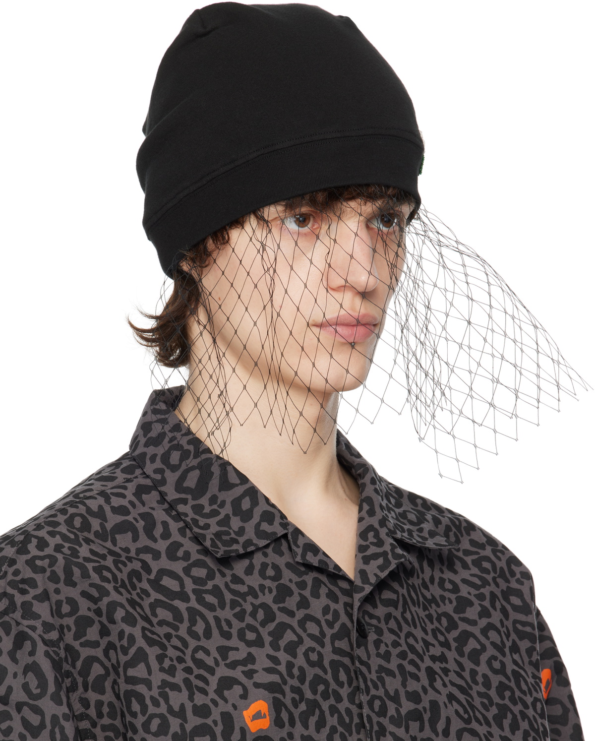 UNDERCOVER Black Beaded Appliqué Beanie