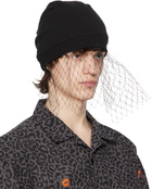 UNDERCOVER Black Beaded Appliqué Beanie