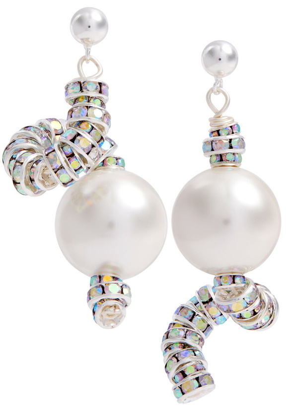 Photo: Pearl Octopuss.y Mini Snakes Embellished Drop Earrings - Silver - One Size