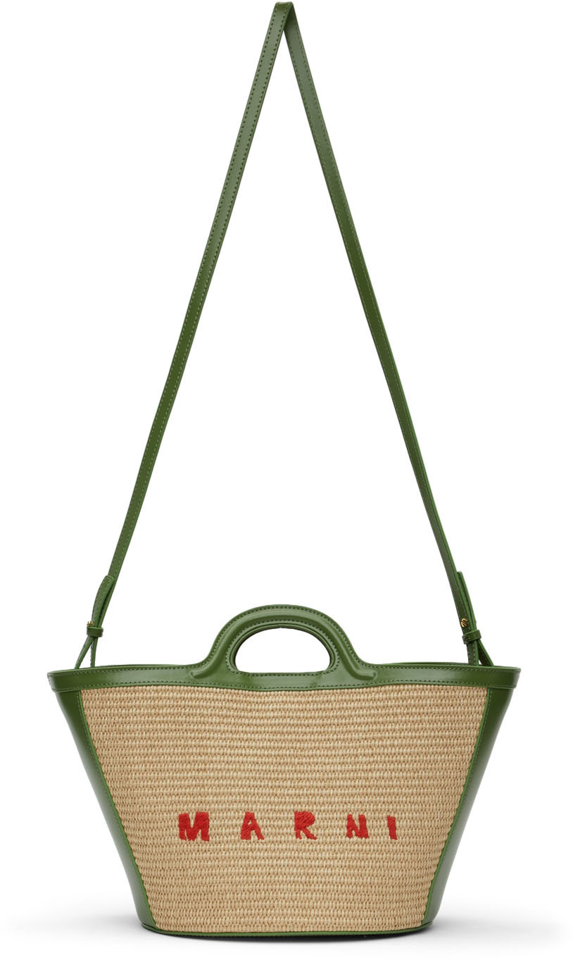 トートバッグ MARNI TROPICALIA LARGE BAG\tBMMP0069Q0\tP3860\t00N99\tBLACK Tropicalia Small Bag in black leather and raffia-effect