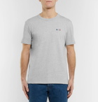 AMI - Logo-Embroidered Mélange Cotton-Jersey T-Shirt - Men - Gray