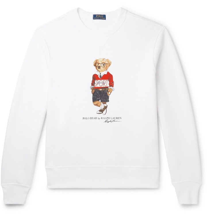 Photo: Polo Ralph Lauren - Logo-Print Fleece-Back Cotton-Blend Jersey Sweatshirt - White