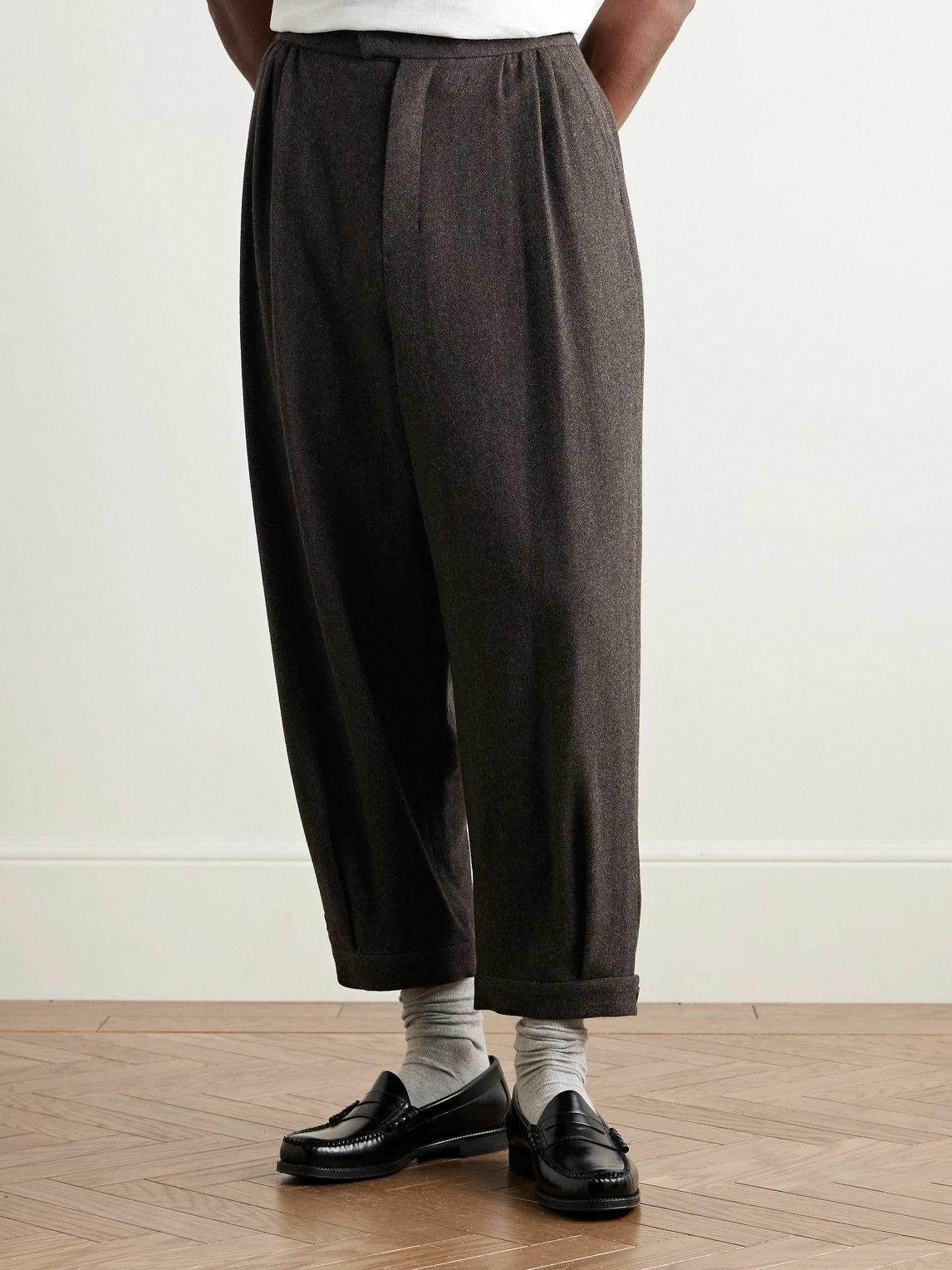 Amomento - Tapered Wool Trousers - Brown