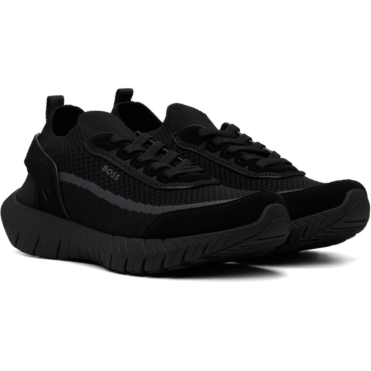 BOSS Black Suede Trims Sock Sneakers