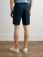 Brioni - Pienza Slim-Fit Straight-Leg Pleated Linen and Cotton-Blend Twill Shorts - Blue