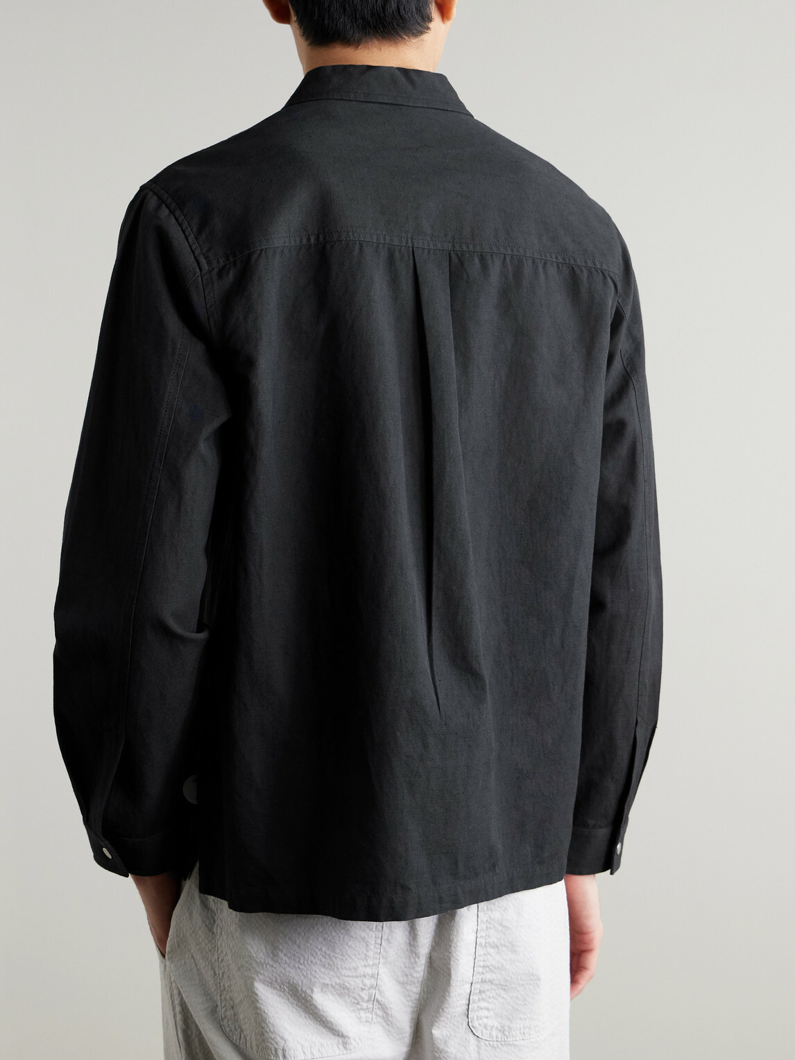 Folk - Patch Linen and Cotton-Blend Overshirt - Blue