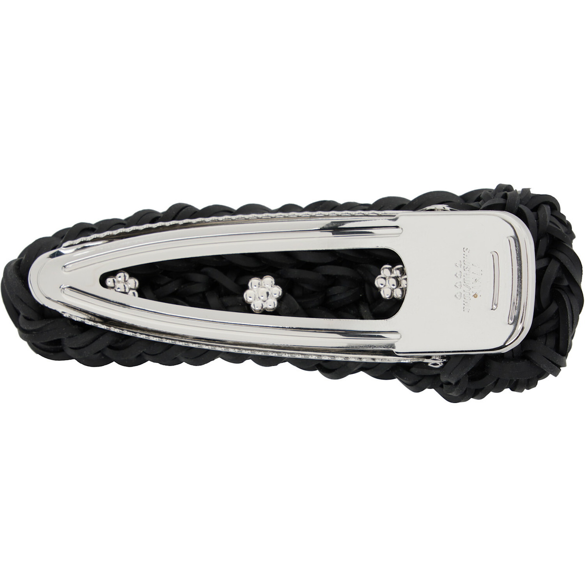 SHUSHU/TONG Black Rhinestone Flower Hair Clip