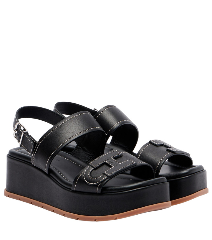 Photo: Hogan H703 leather platform sandals