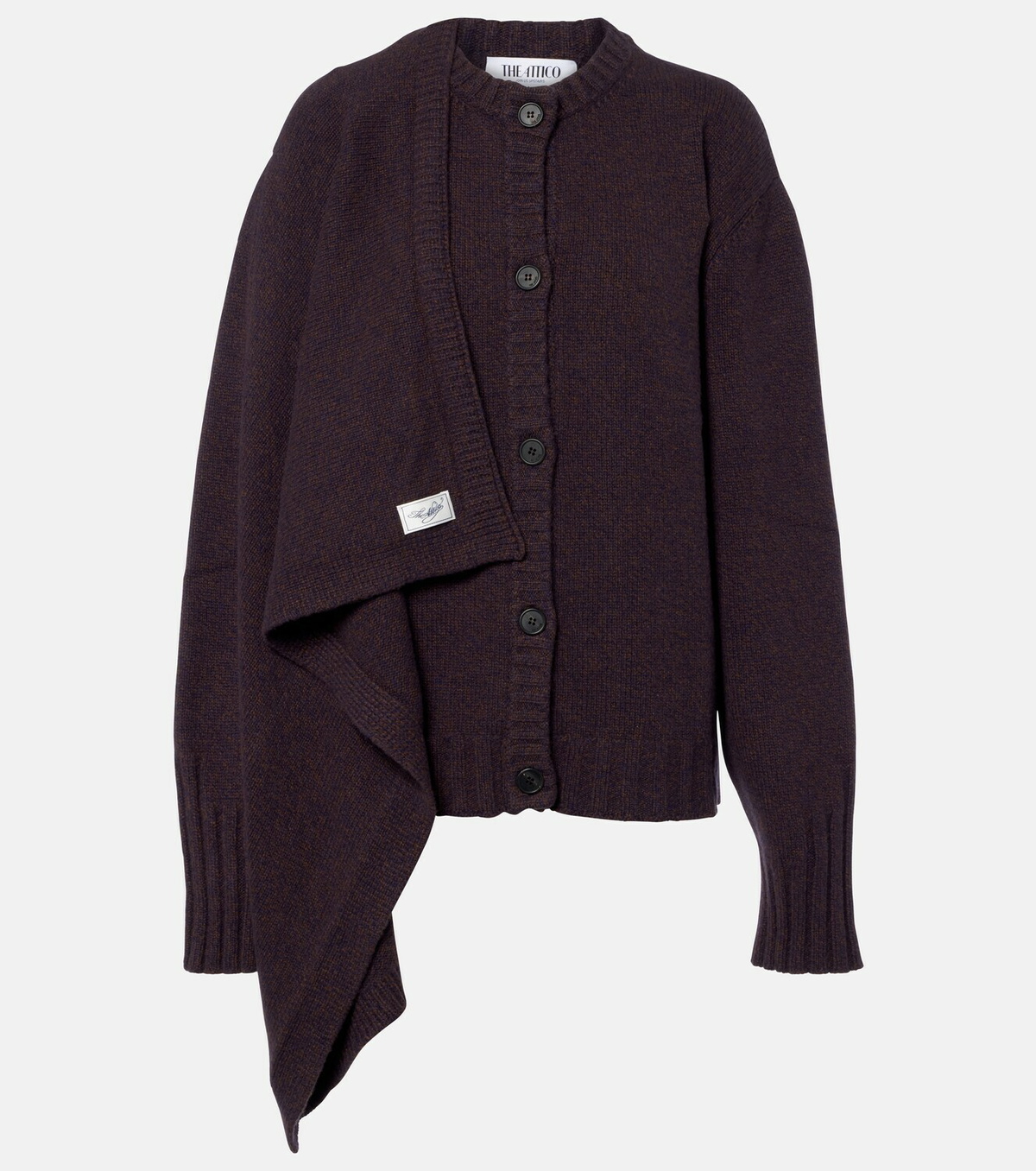 The Attico Scarf-detail wool and cashmere cardigan