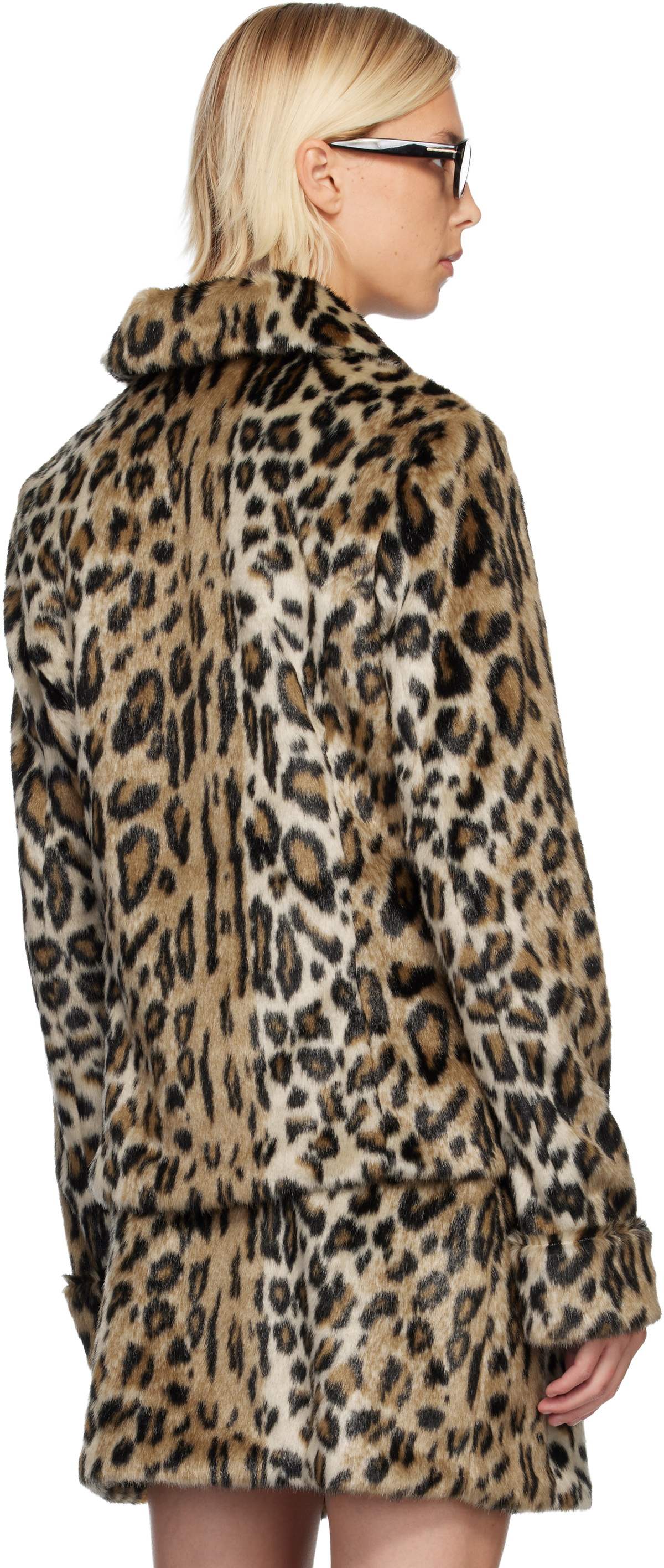 Anna Sui Beige & Black Leopard Faux-Fur Jacket
