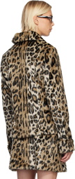 Anna Sui Beige & Black Leopard Faux-Fur Jacket