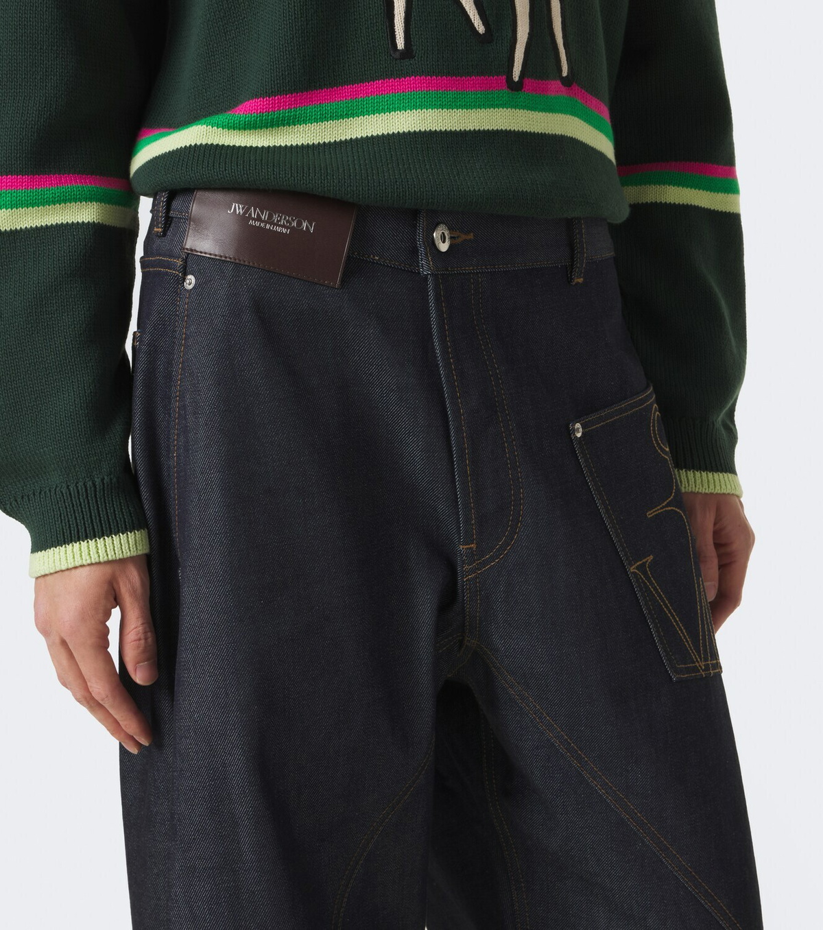 JW Anderson Embroidered wide-leg jeans