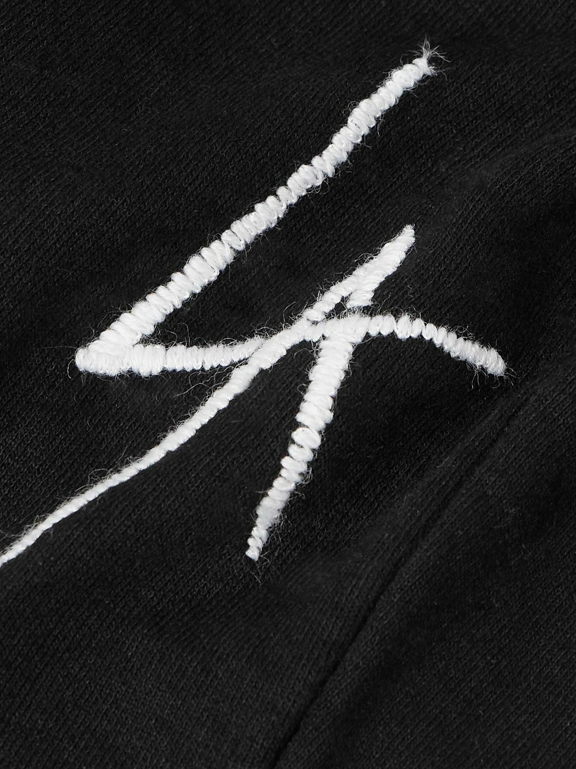 Local Authority LA - LA Slash Straight-Leg Logo-Embroidered Cotton-Jersey Shorts - Black