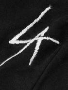 Local Authority LA - LA Slash Straight-Leg Logo-Embroidered Cotton-Jersey Shorts - Black