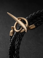 Shaun Leane - Quill 18-Karat Gold and Braided Leather Bracelet - Black