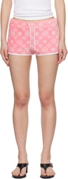 Casablanca Pink Velour Monogram Shorts