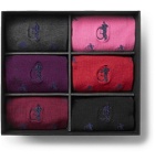 London Sock Co. - Home Six-Pack Stretch Cotton-Blend Socks - Multi