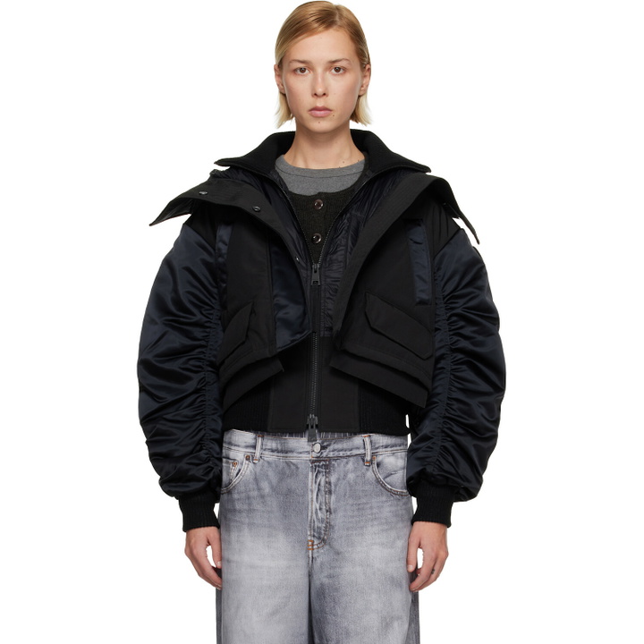 Photo: Canada Goose Black 'Tonal Label' Claremont Down Bomber Jacket