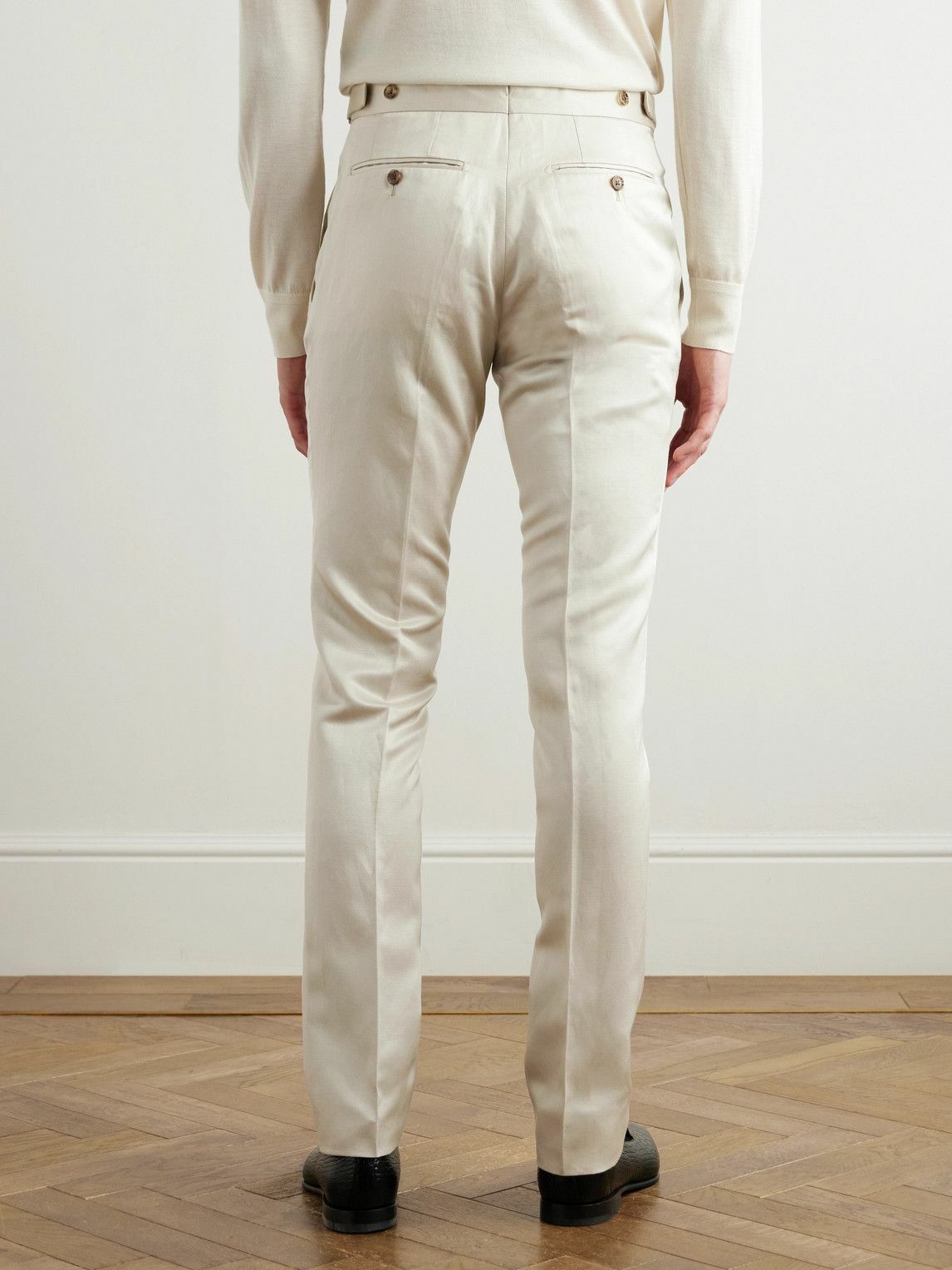 TOM FORD - Dyllan Straight-Leg Silk and Linen-Blend Twill Suit Trousers - Neutrals