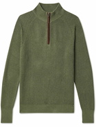 Sid Mashburn - Waffle-Knit Cotton and Cashmere-Blend Half-Zip Sweater - Green