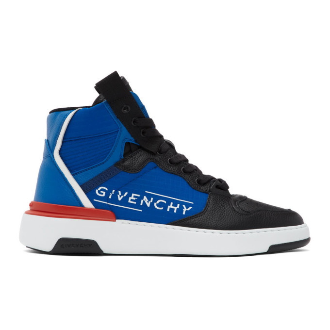 Photo: Givenchy Black and Blue Wing High Sneakers