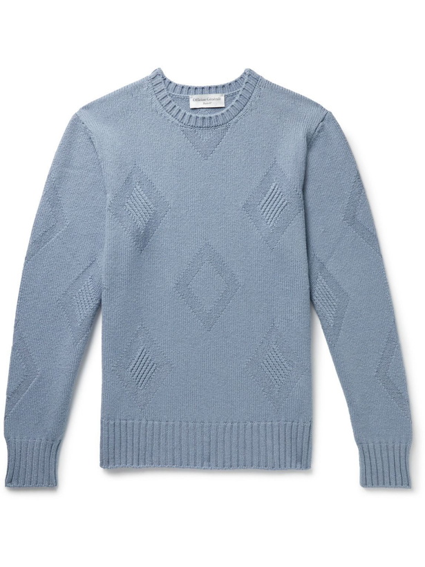 Photo: Officine Générale - Marco Argyle Jacquard-Knit Sweater - Blue