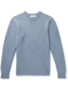 Officine Générale - Marco Argyle Jacquard-Knit Sweater - Blue