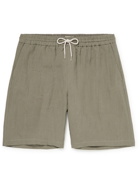 De Bonne Facture - Washed Linen-Canvas Drawstring Shorts - Green