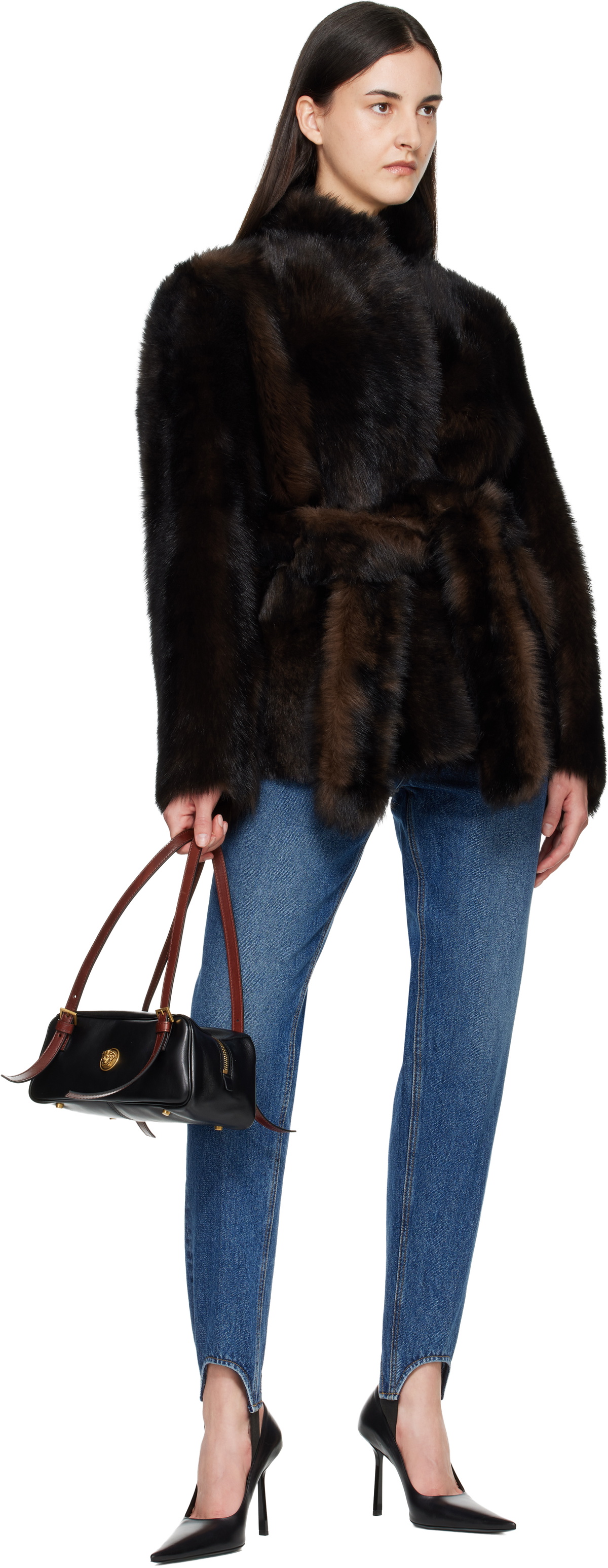 Versace Black Emblème Nappa Bowling Bag