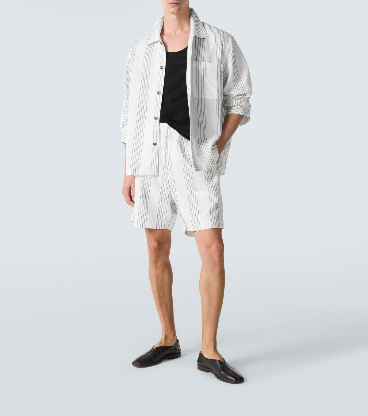 Commas Kantha striped cotton overshirt