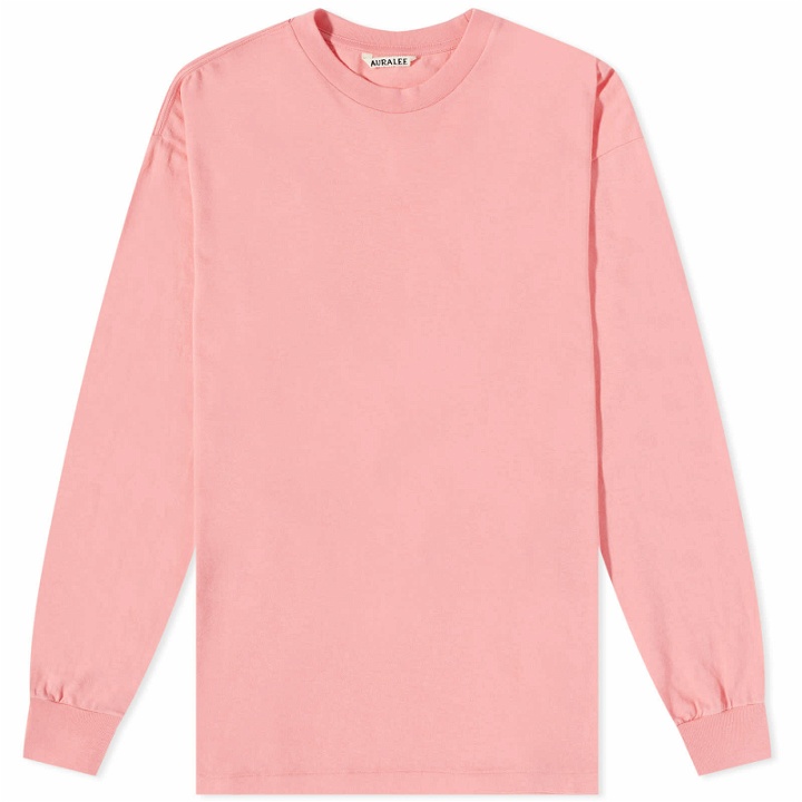 Photo: Auralee Men's Long Sleeve Seamless T-Shirt in Pink