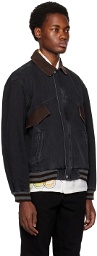 Rassvet Black Embroidered Denim Bomber Jacket