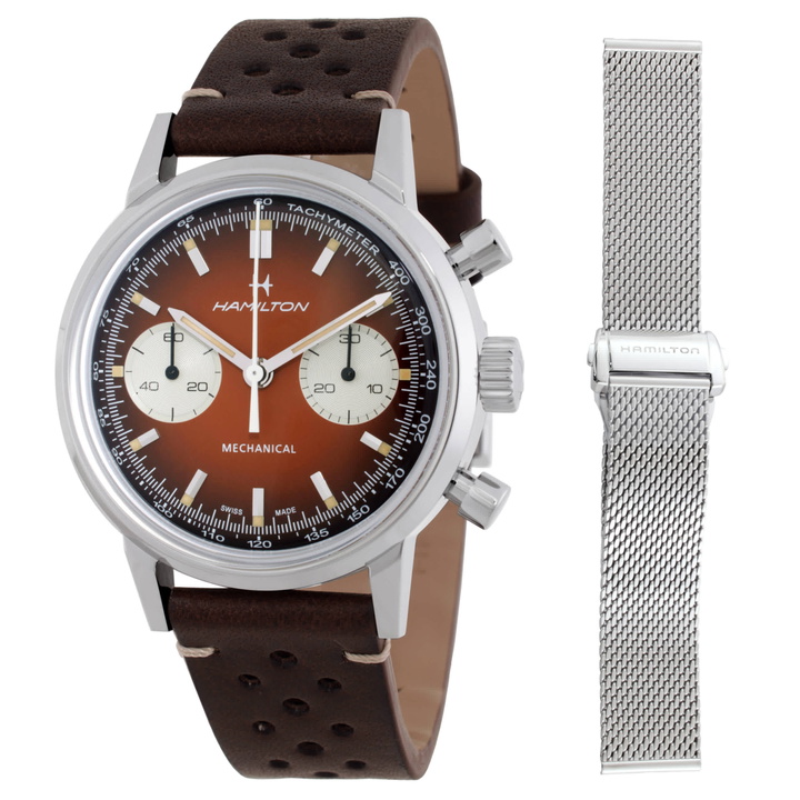 Photo: Hamilton Intra-Matic Chronograph Hand Wind Brown Dial Mens Watch H38429591