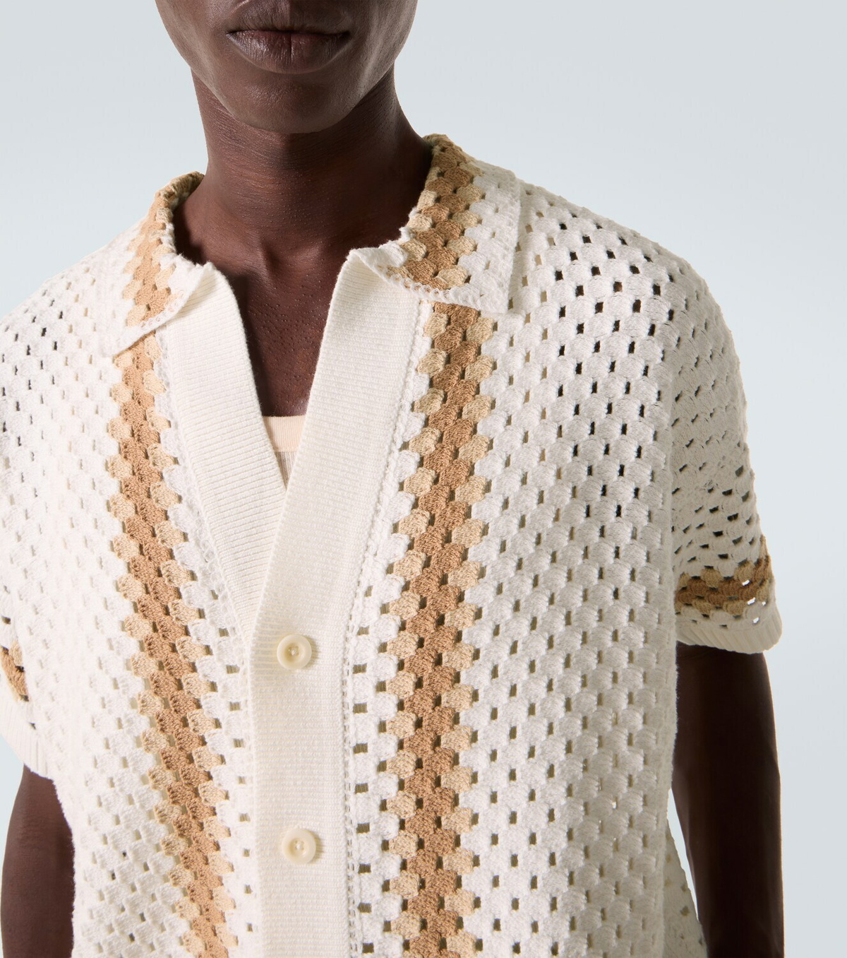 Frescobol Carioca Pinto crochet cotton bowling shirt