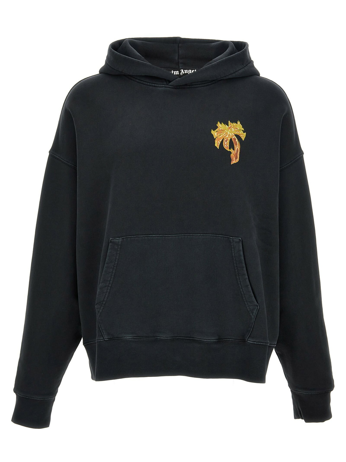 Palm Angels Black Gothic Logo Studded Sweatshirt 発送地国内 Palm Angels - Logo-Print Studded Appliquéd Cotton-Jersey