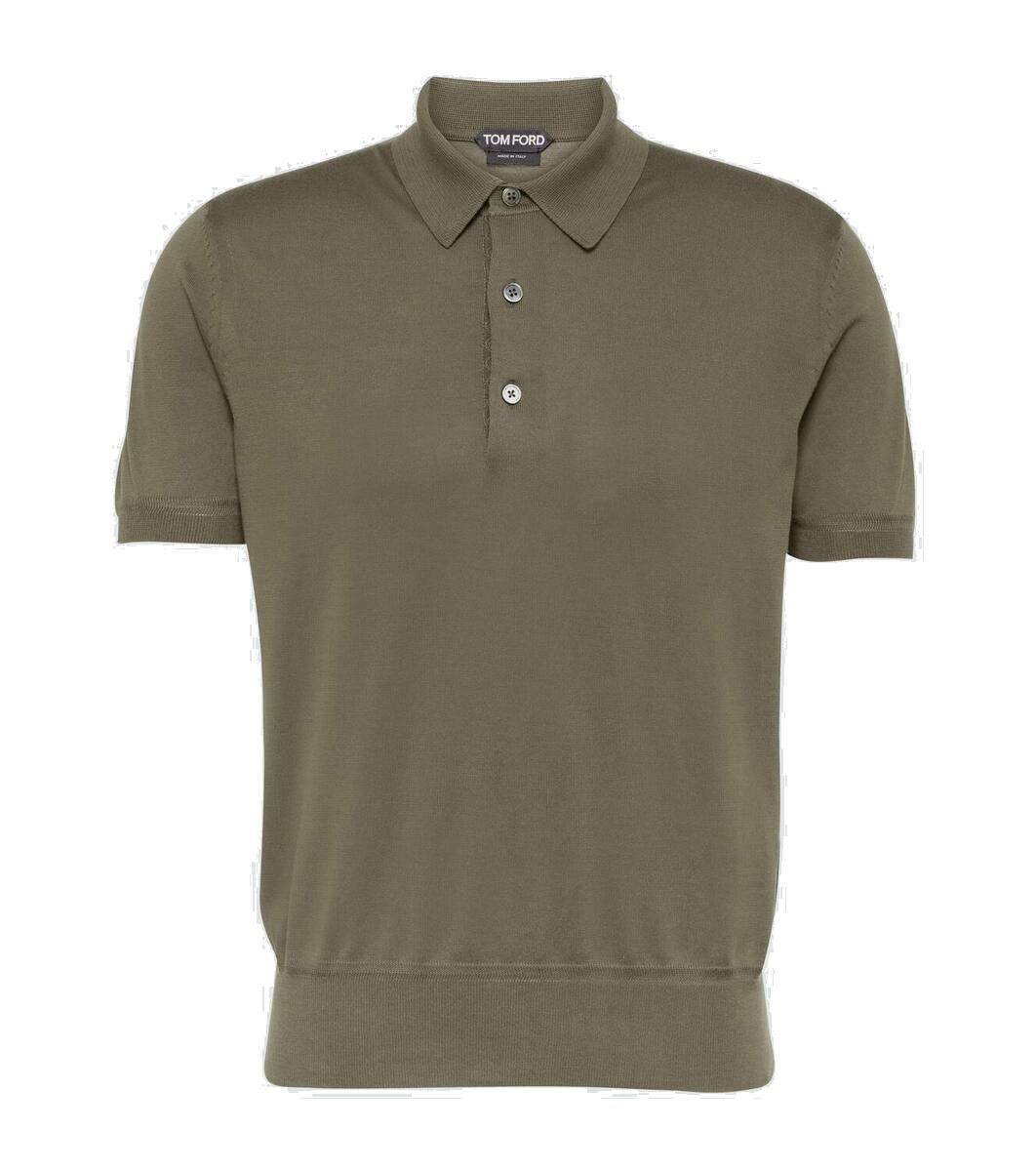 Tシャツ・カットソー TOM FORD Ivory Cotton Blend Polo Shirt TOM FORD || Cotton-Blend Polo T-Shirt With 3D Embossed Logos