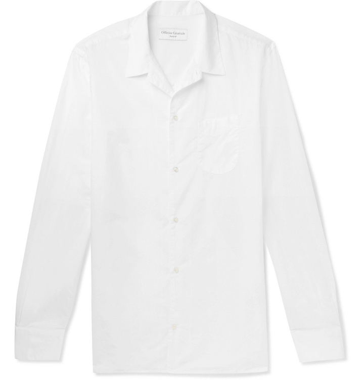 Photo: Officine Generale - Camp-Collar Cotton and Linen-Blend Voile Shirt - White