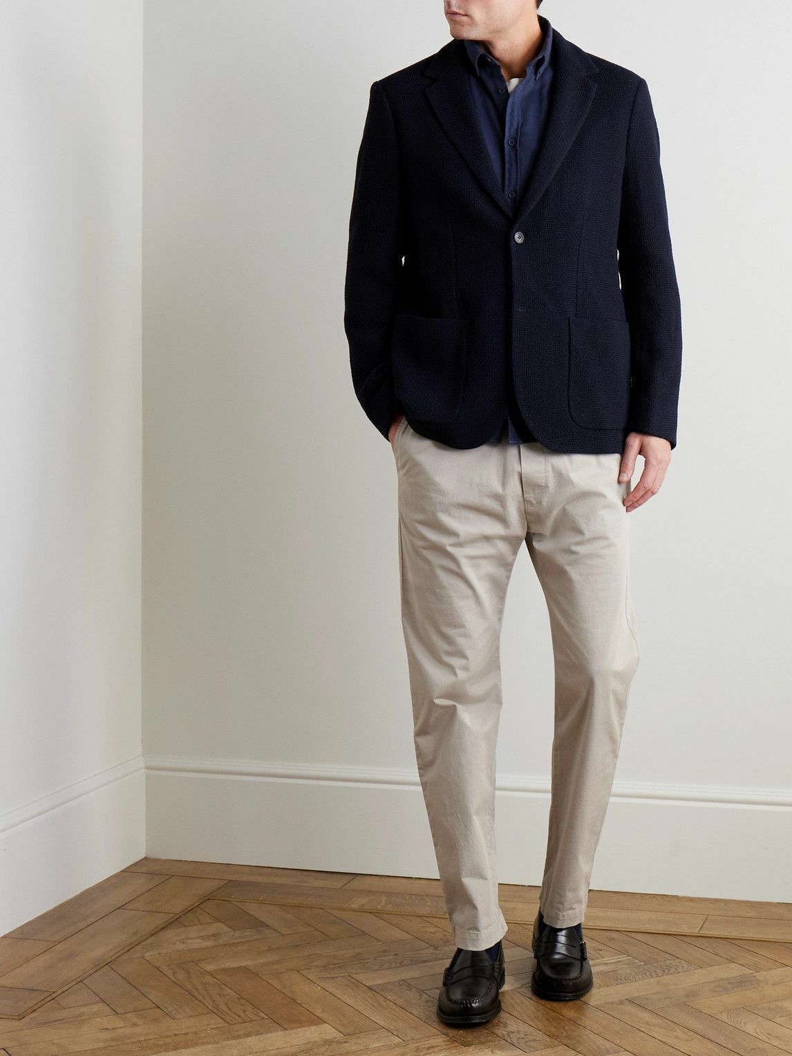 Sunspel - Waffle-Knit Wool-Blend Blazer - Blue