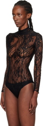 Balmain Black Long-Sleeved Lace Bodysuit
