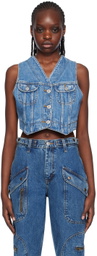 Re/Done Blue Micro Trucker Denim Vest