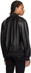 PS by Paul Smith Black Zip Leather Bomber Jacket