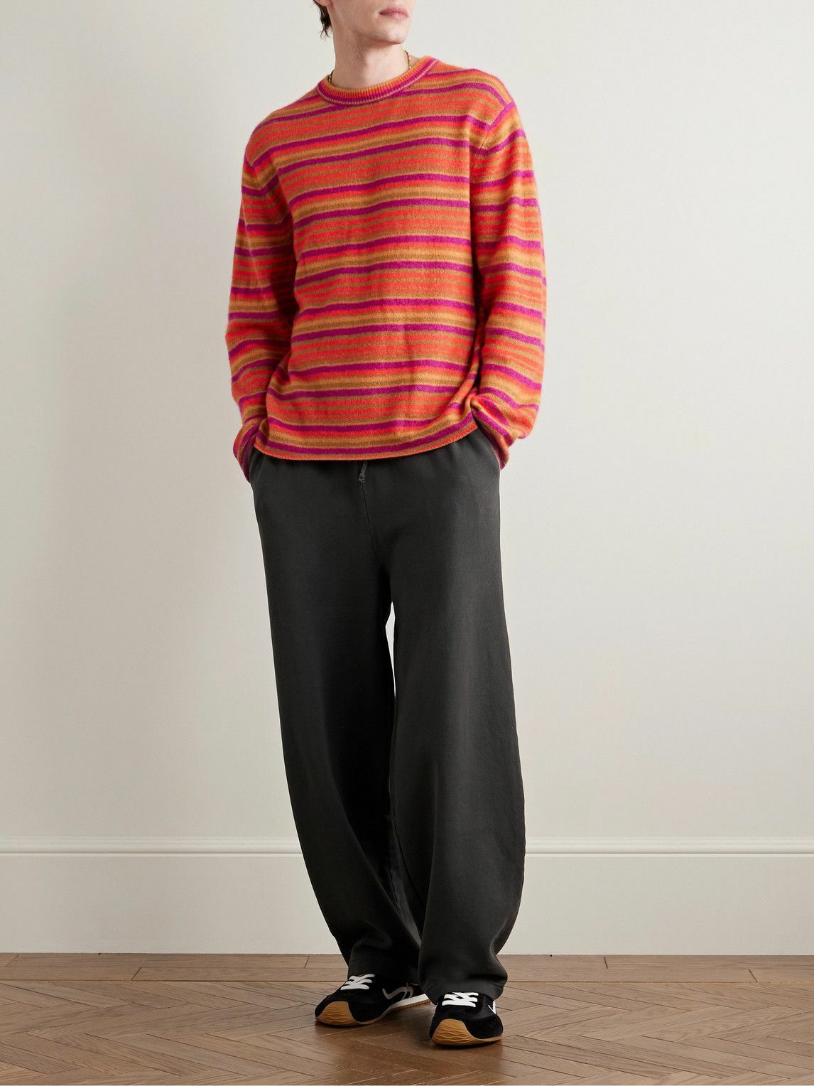 The Elder Statesman - Daily Wide-Leg Cotton and Cashmere-Blend Jersey Sweatpants - Gray