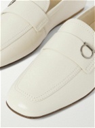 FERRAGAMO - Debros Embellished Leather Penny Loafers - Neutrals