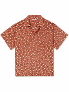 BODE - Camp-Collar Printed Silk Crepe de Chine Shirt - Orange