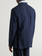 Oliver Spencer - Double-Breasted Linen, Virgin Wool and Cotton-Blend Suit Jacket - Blue