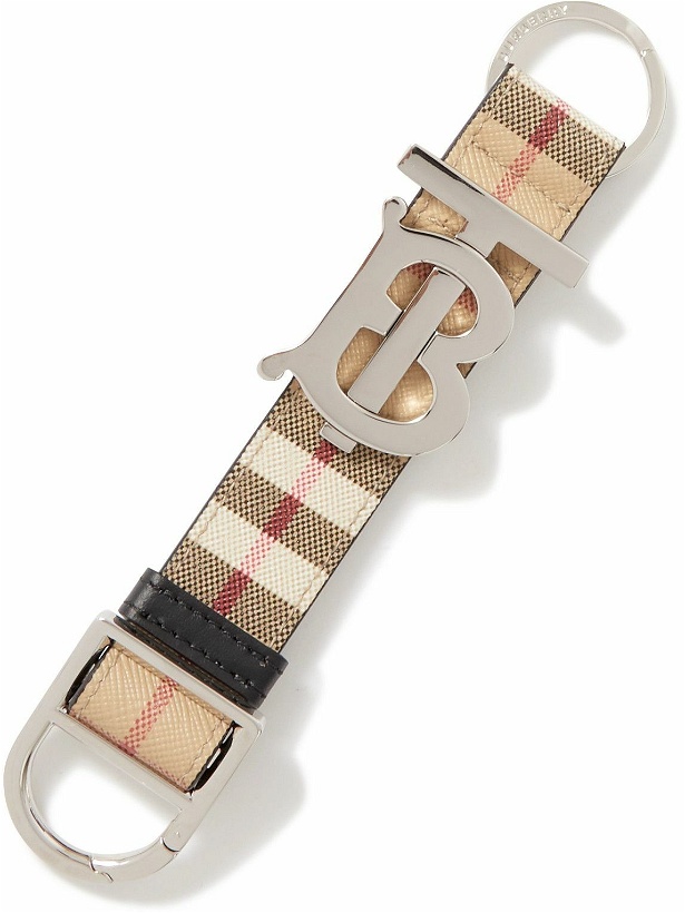 Photo: Burberry - Checked Leather-Trimmed Cotton-Blend Canvas Keyring