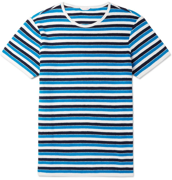 Photo: Orlebar Brown - Striped Cotton-Terry T-Shirt - Blue