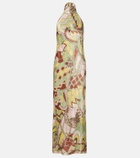 Rixo Maura printed halterneck satin midi dress